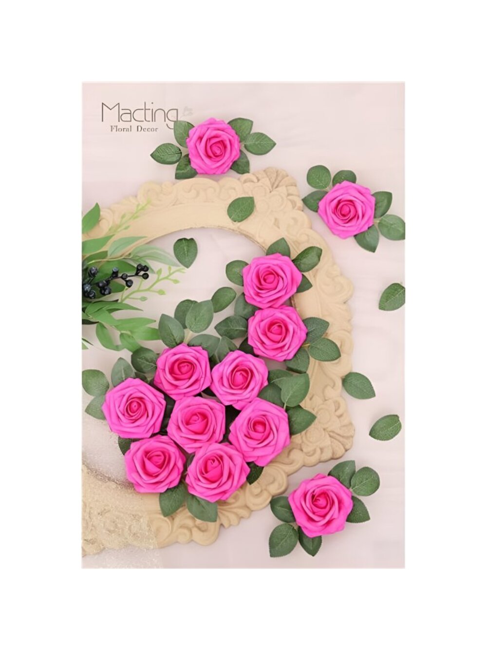 30pcs Real Touch Artificial Roses (Fuschia) - Picture 3 of 6